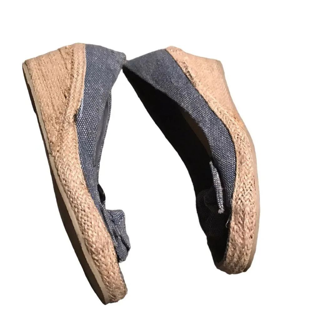 NYLA denim wedge excellent condition size 8.5 peep toe denim wedges